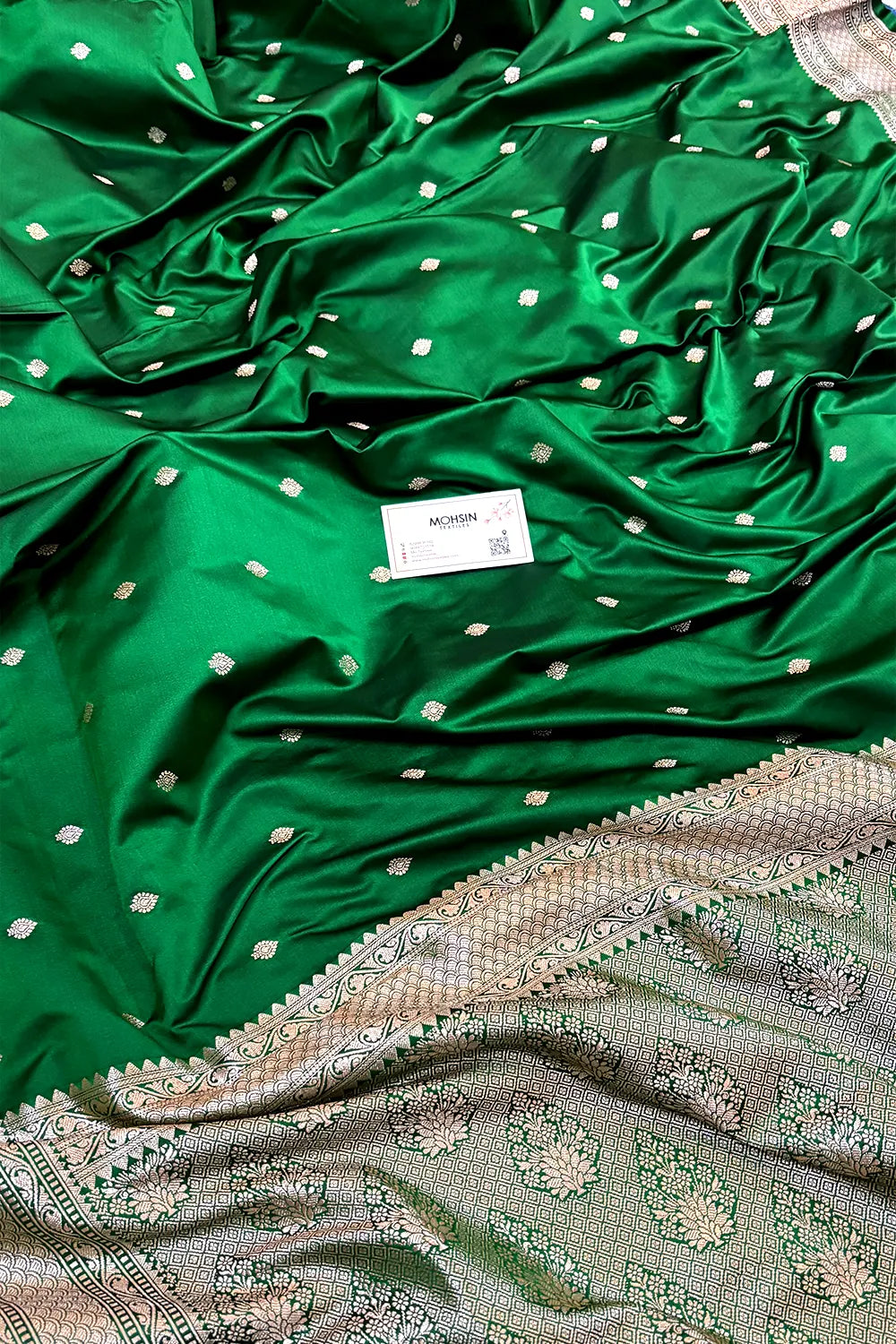 Green Wazir Buti Katan Silk Banarasi Saree