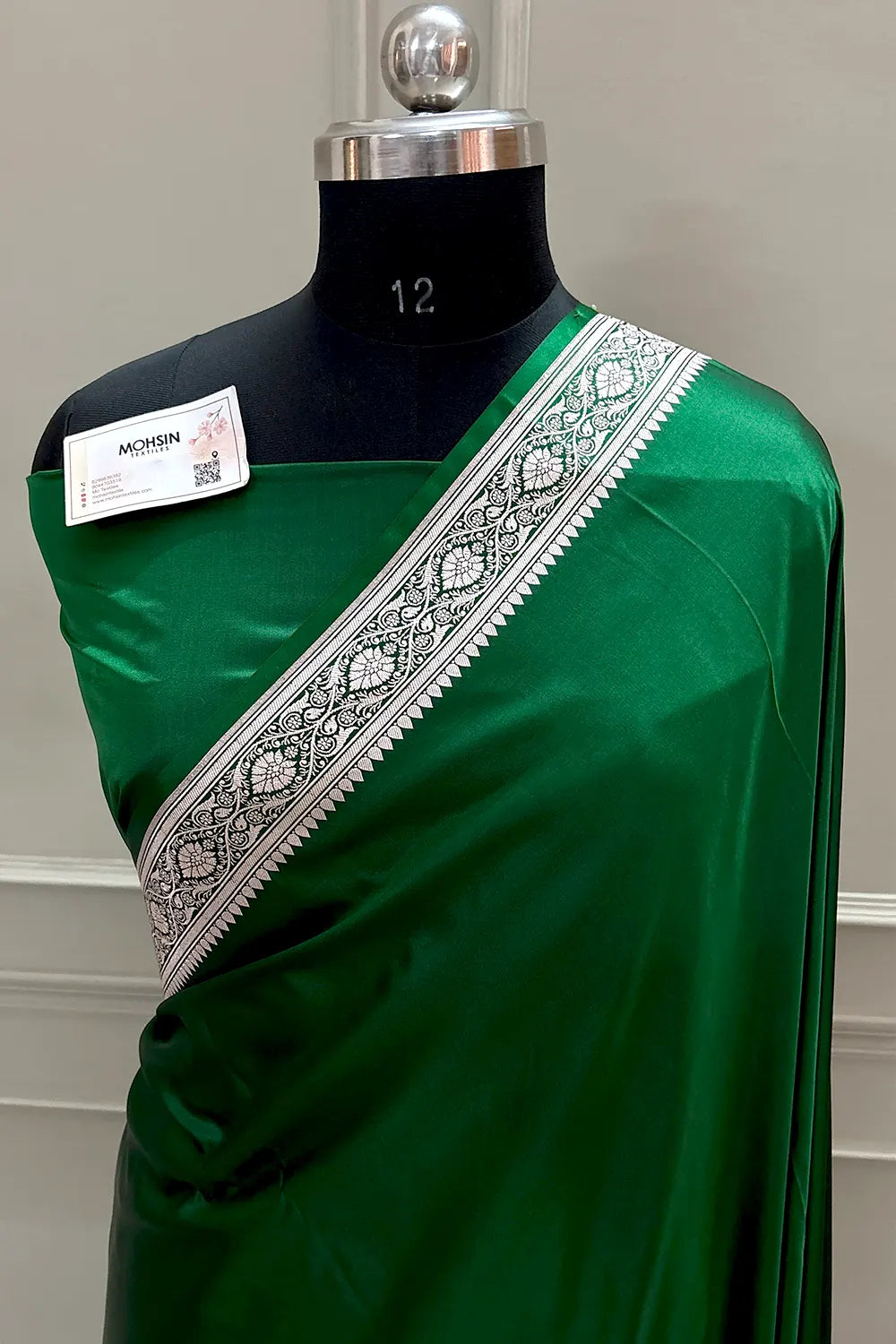 Green Zari Border Katan Silk Banarasi Saree