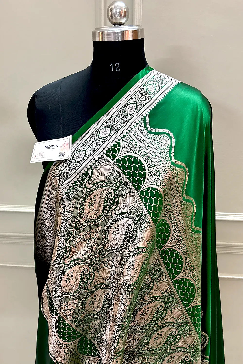 Green Zari Border Katan Silk Banarasi Saree
