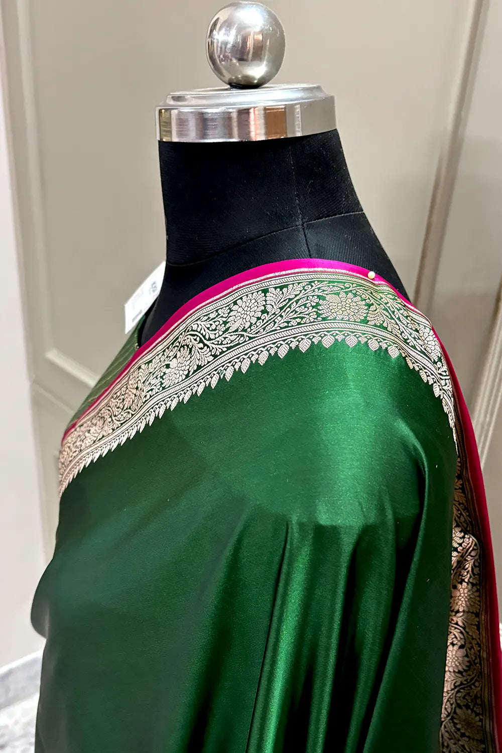 Green Zari Border Katan Silk Banarasi Saree
