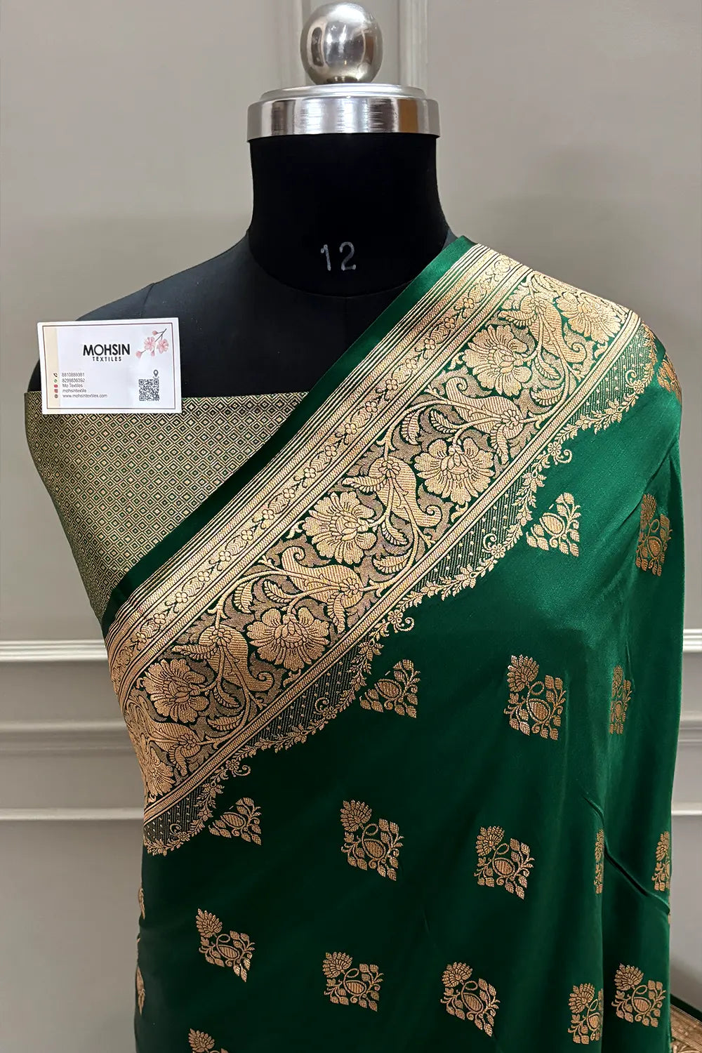 Green  Zari Katan Satin Silk Banarasi Saree