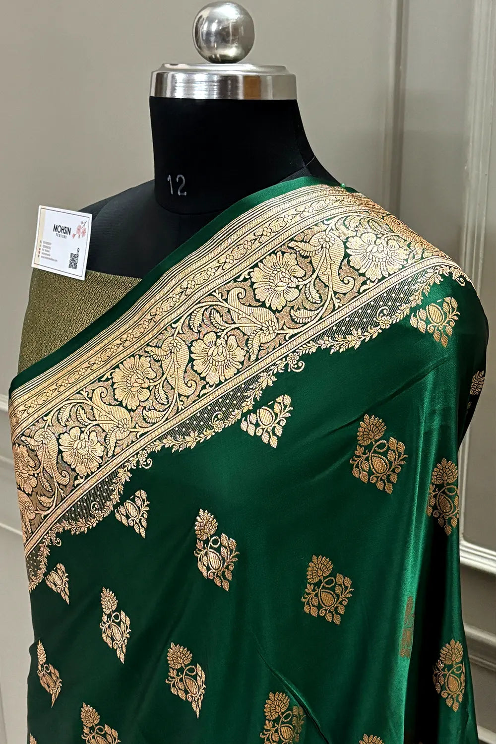 Green  Zari Katan Satin Silk Banarasi Saree