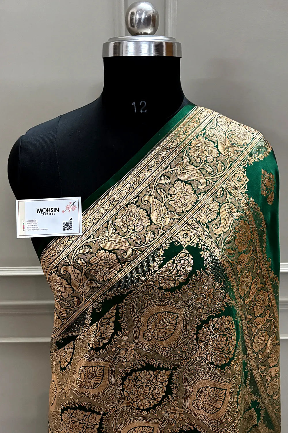 Green  Zari Katan Satin Silk Banarasi Saree