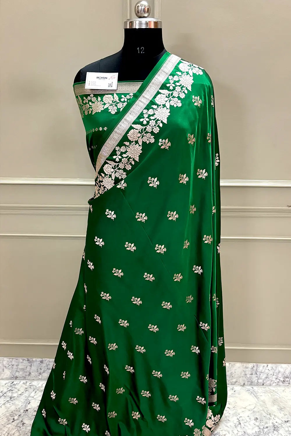 Green Zari Katan Silk Banarasi Saree