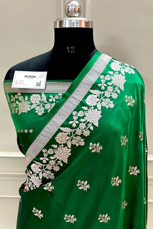 Green Zari Katan Silk Banarasi Saree