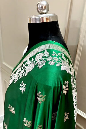 Green Zari Katan Silk Banarasi Saree