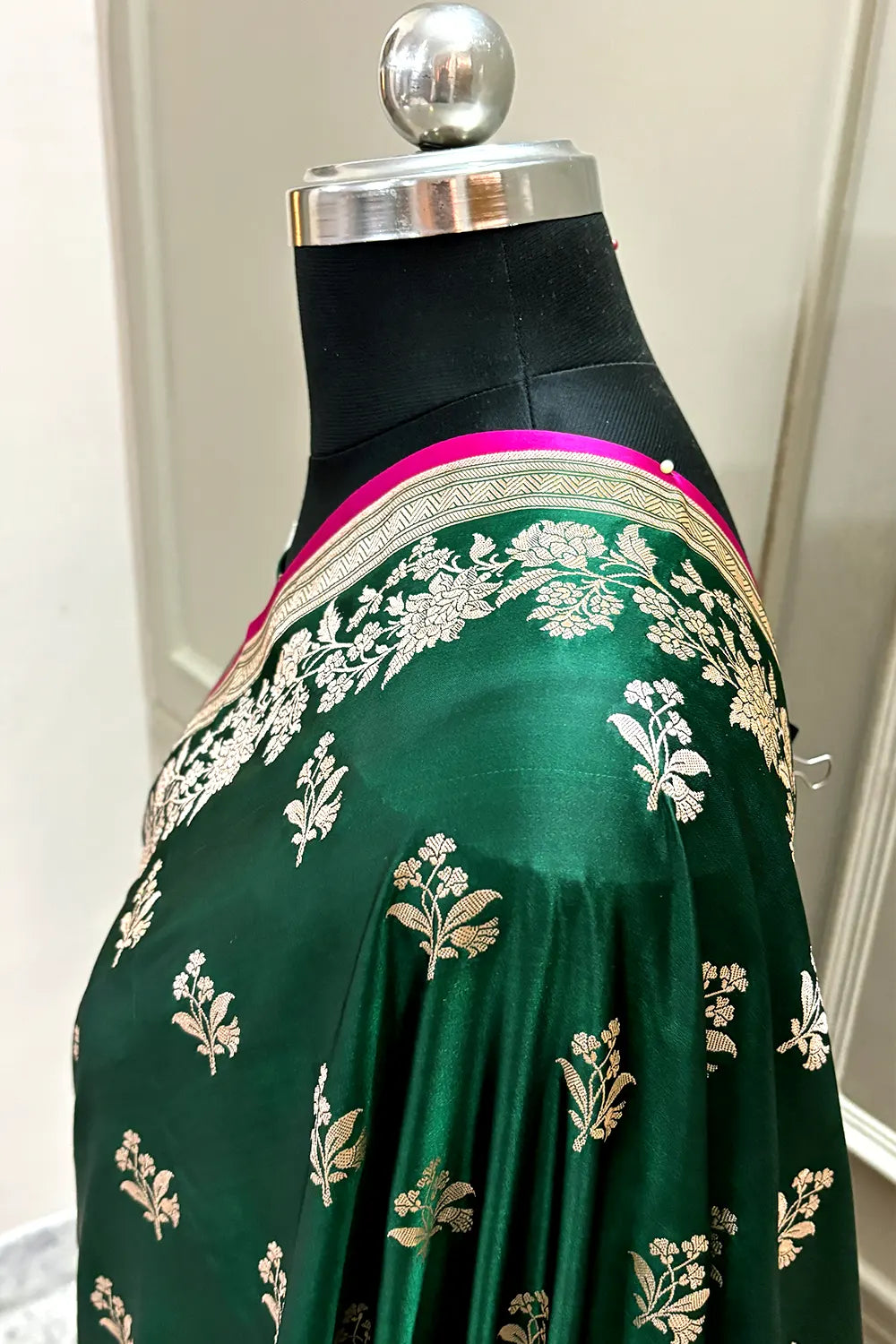 Green Zari Katan Silk Banarasi Saree