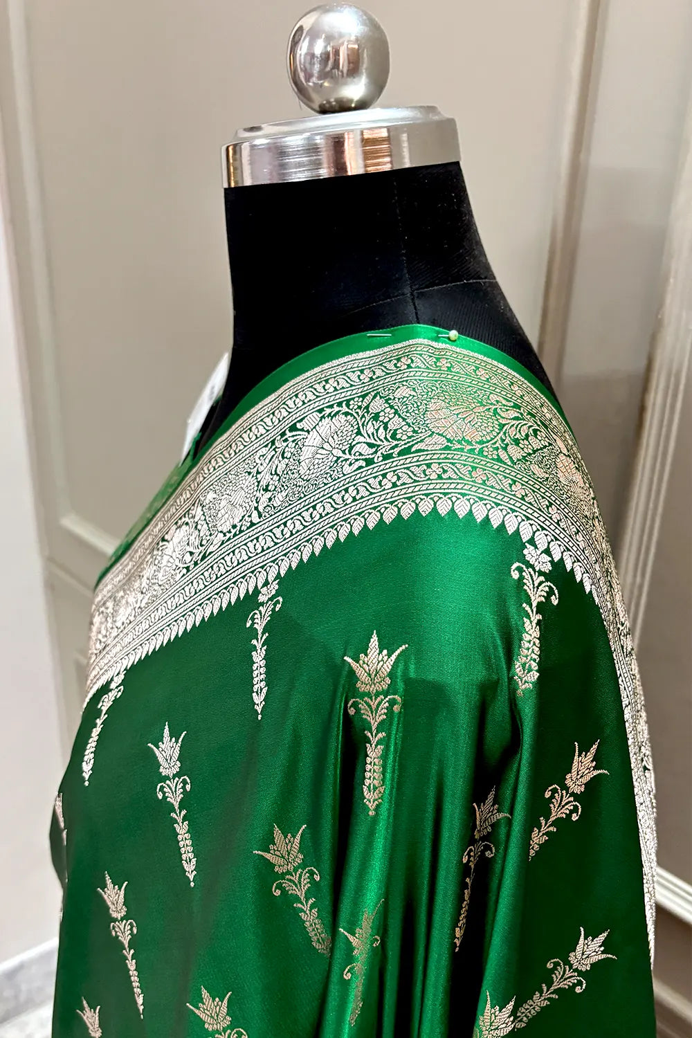 Green Zari Katan Silk Banarasi Saree