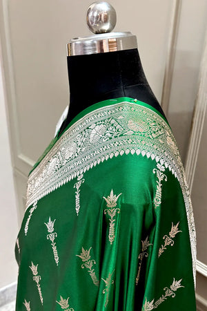 Green Zari Katan Silk Banarasi Saree