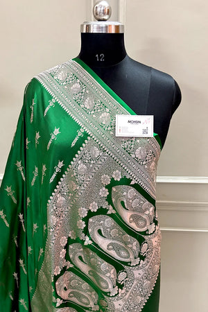 Green Zari Katan Silk Banarasi Saree