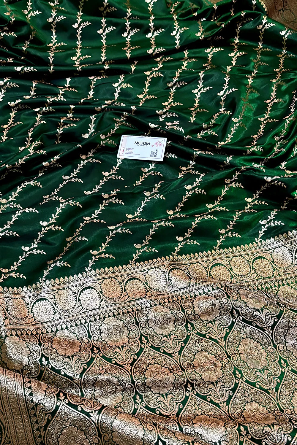 Green Zari Katan Silk Banarasi Saree