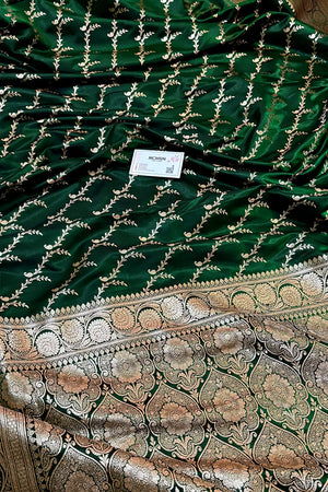Green Zari Katan Silk Banarasi Saree