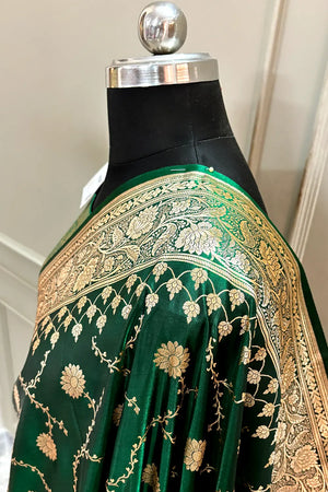 Green Zari Katan Silk Banarasi Saree