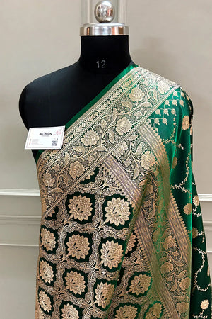 Green Zari Katan Silk Banarasi Saree