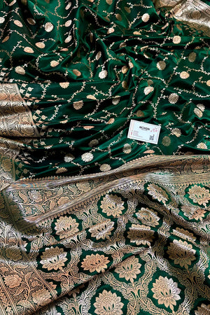 Green Zari Katan Silk Banarasi Saree