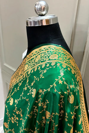 Green Zari Katan Silk Banarasi Saree