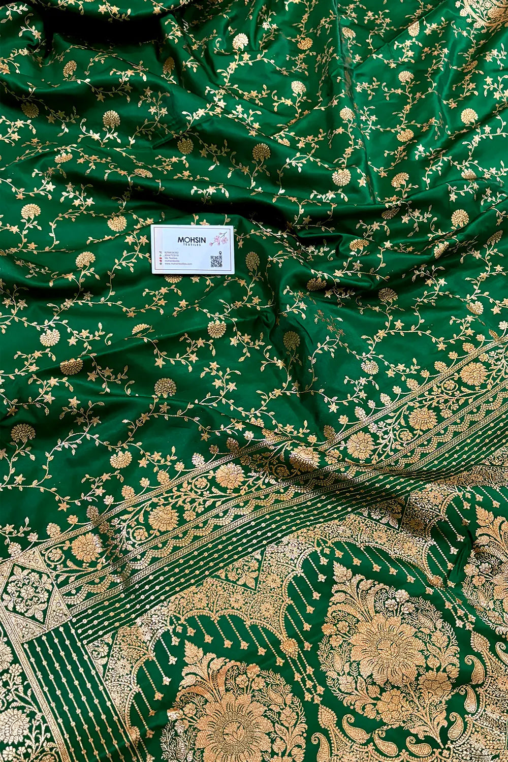 Green Zari Katan Silk Banarasi Saree