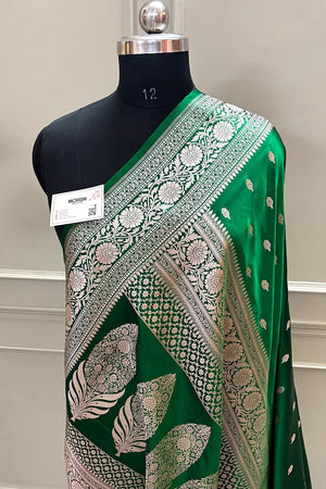 Green Zari Katan Silk Banarasi Saree