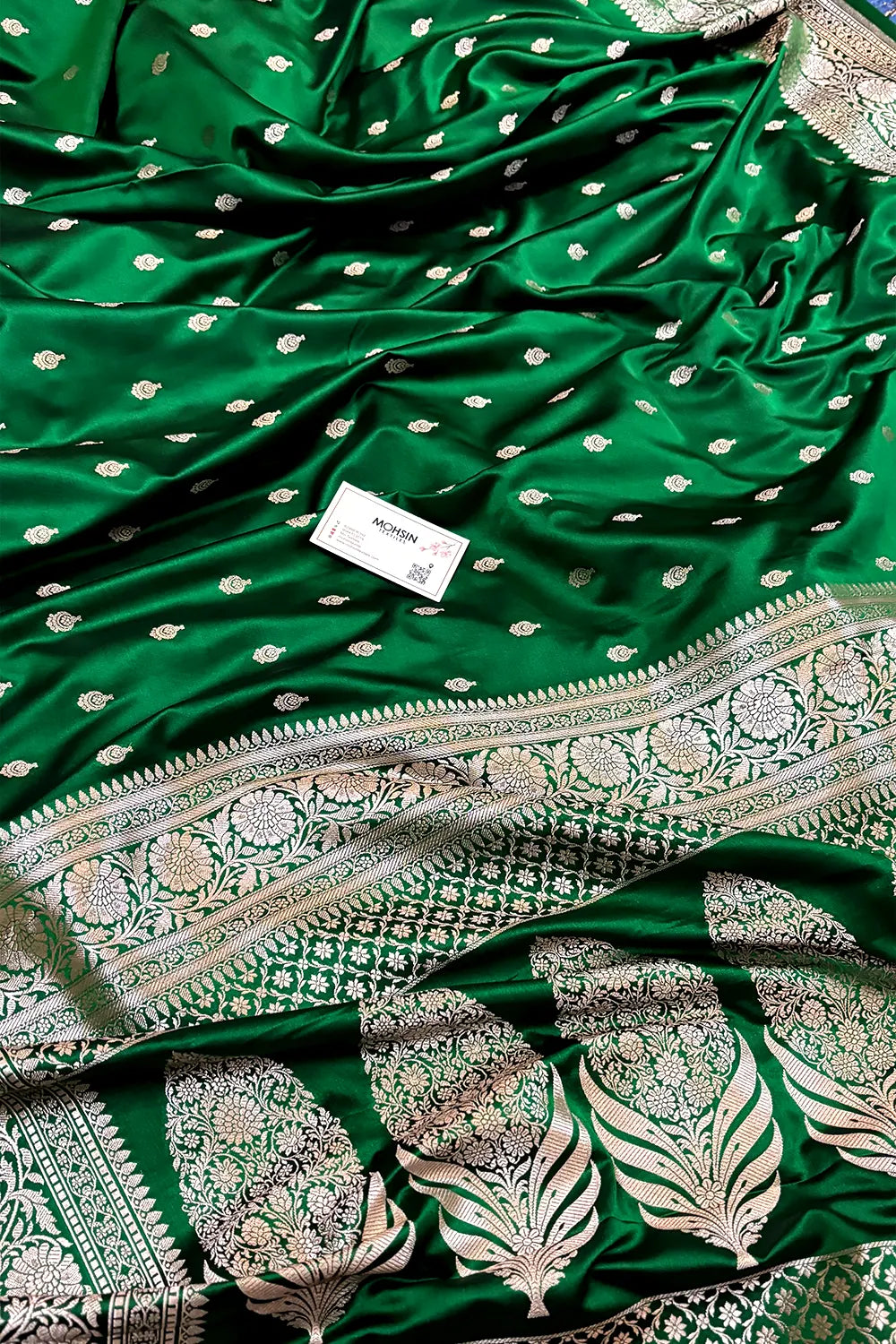 Green Zari Katan Silk Banarasi Saree