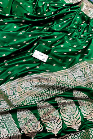 Green Zari Katan Silk Banarasi Saree