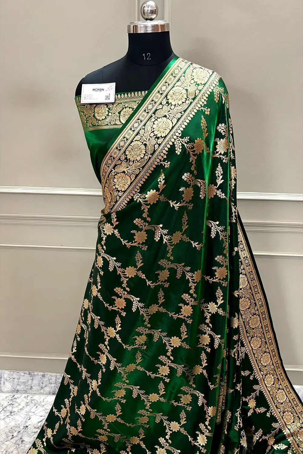 Green Zari Katan Satin Silk Banarasi Saree