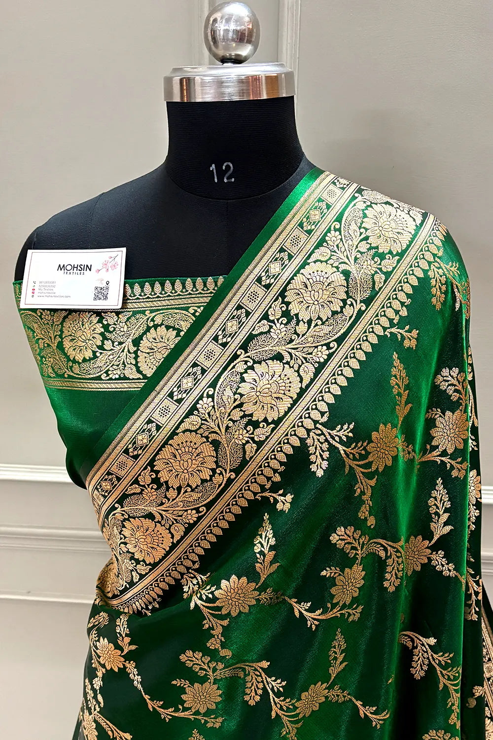 Green Zari Katan Satin Silk Banarasi Saree