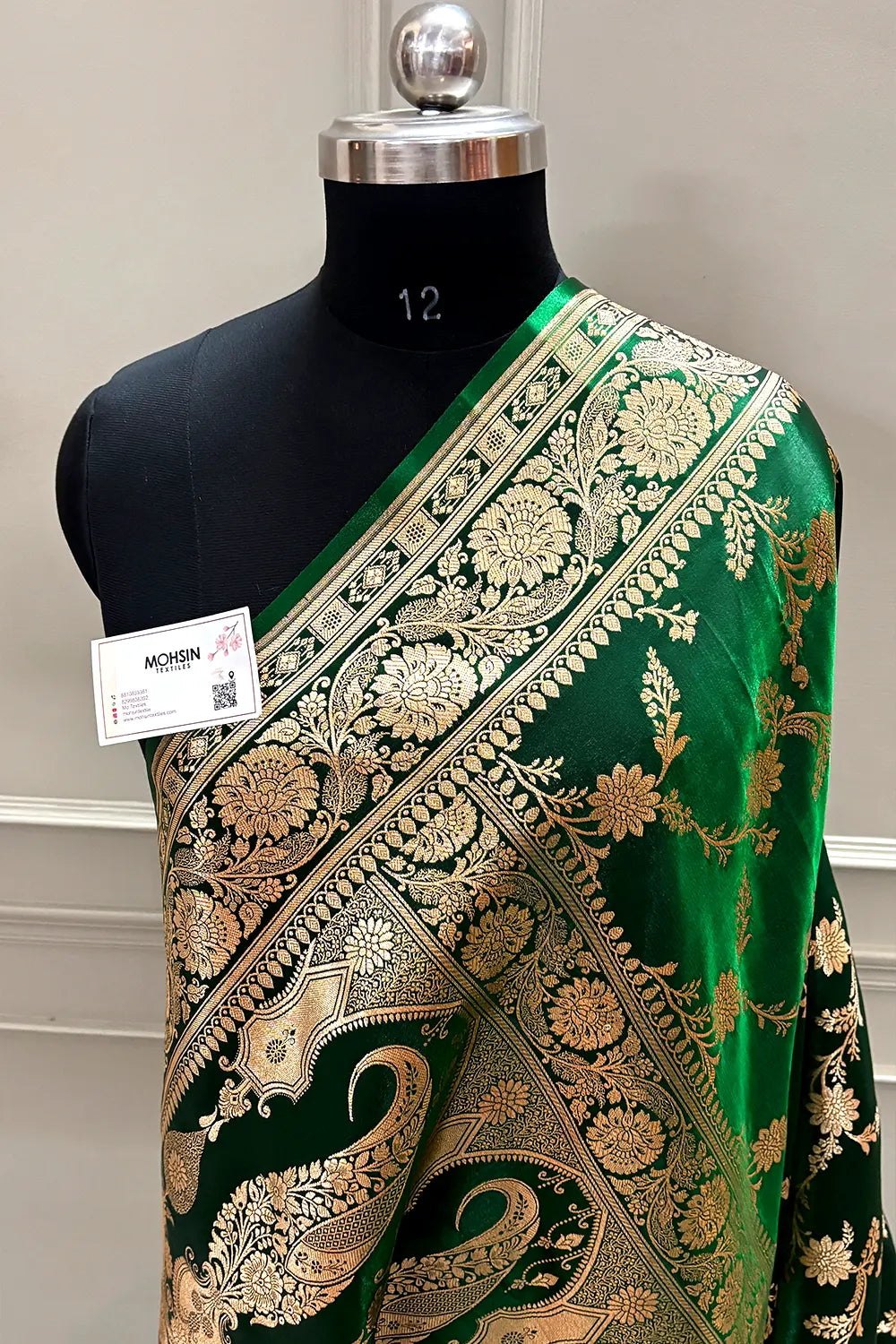 Green Zari Katan Satin Silk Banarasi Saree