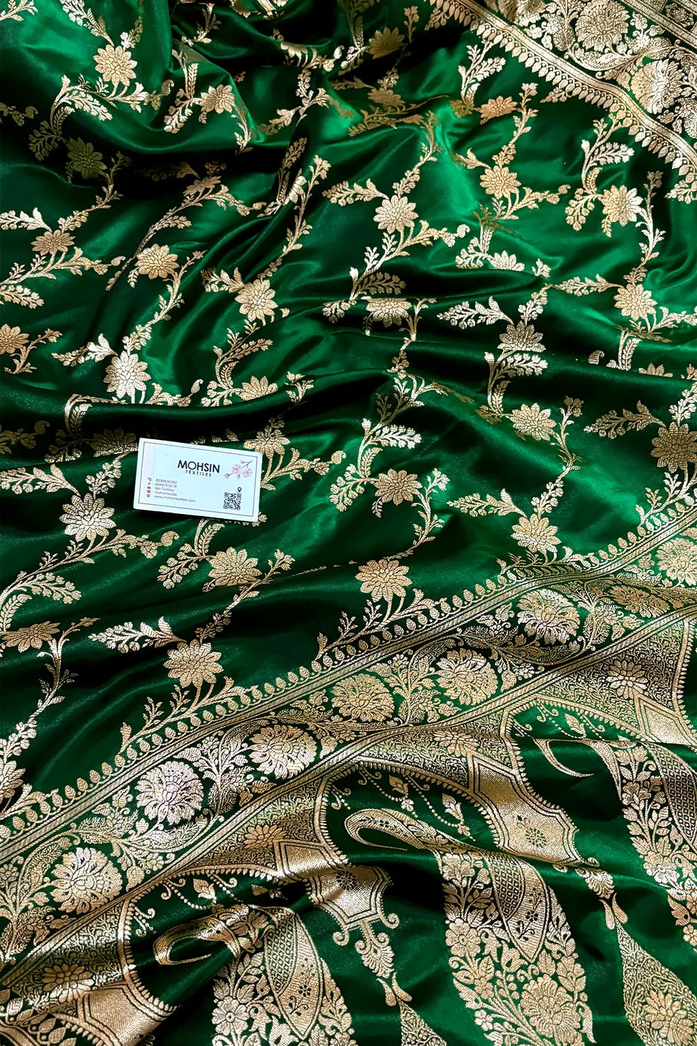 Green Zari Katan Satin Silk Banarasi Saree