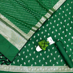 Green Zari Katan Silk Banarasi Suit