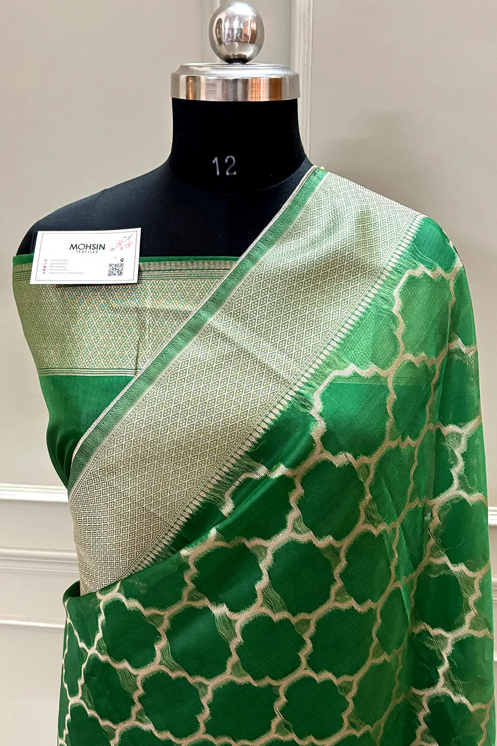 Green Zari Organza Silk Banarasi Saree