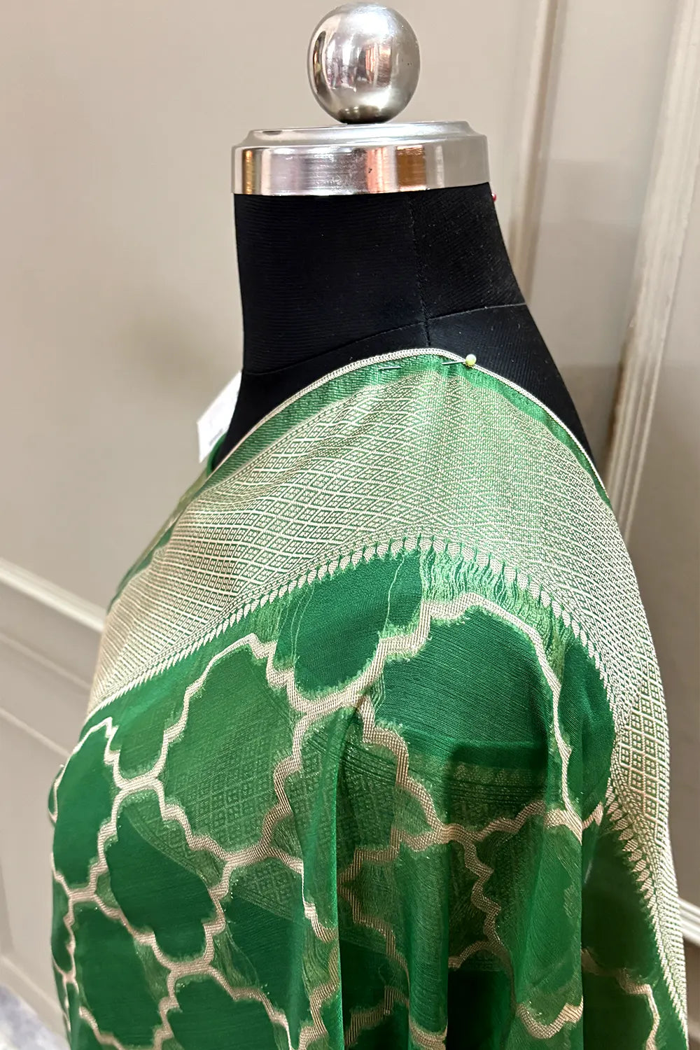 Green Zari Organza Silk Banarasi Saree