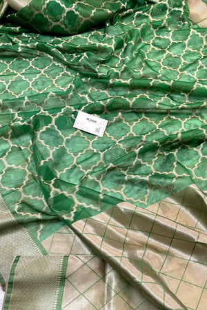 Green Zari Organza Silk Banarasi Saree