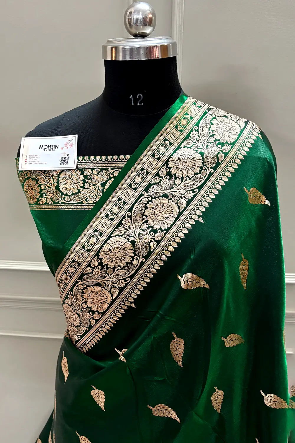 Green Zari Satin Silk Banarasi Saree