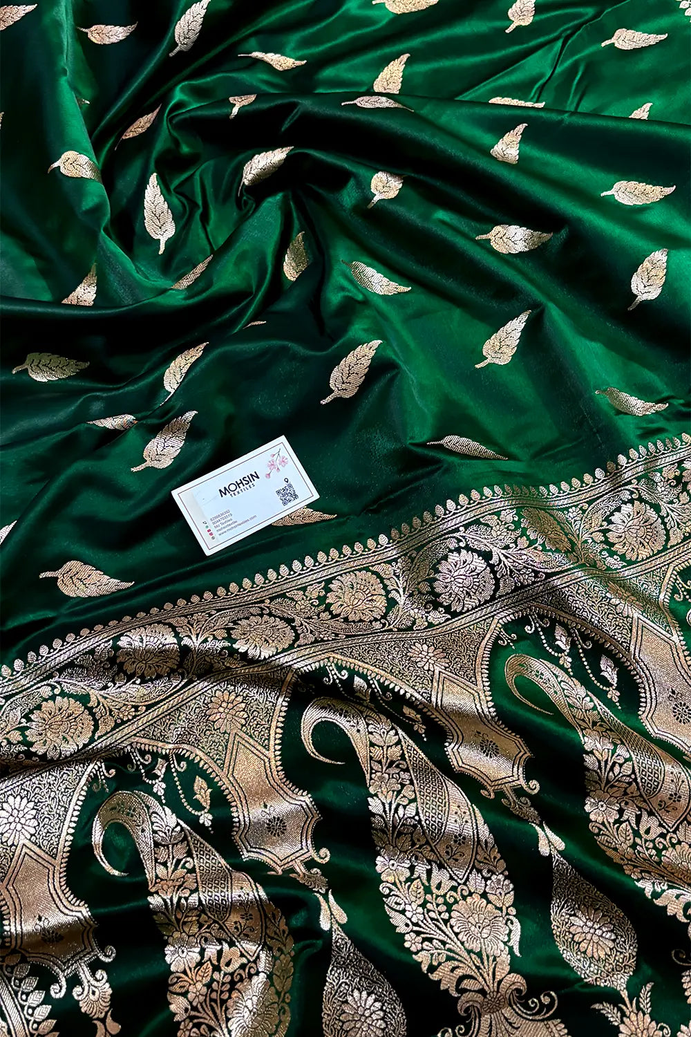 Green Zari Satin Silk Banarasi Saree