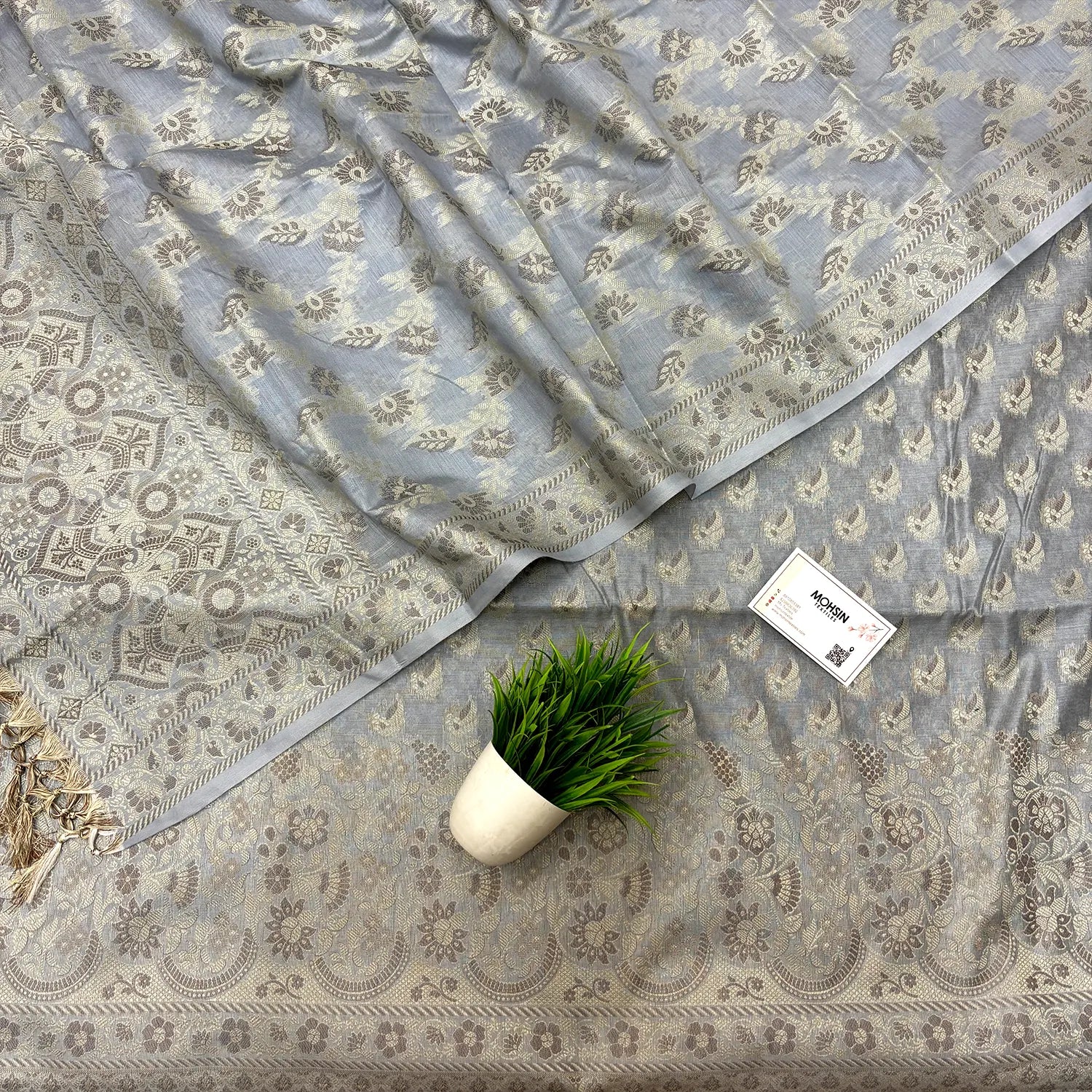 Grey Angoori Kalli Cotton Silk Banarasi Suit