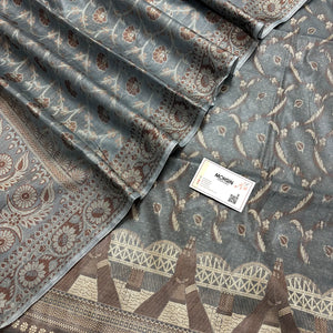 Grey Namo Ghat Cotton Silk Banarasi Suit