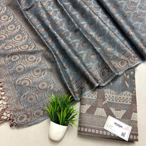 Grey Namo Ghat Cotton Silk Banarasi Suit