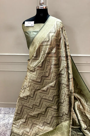 Grey Pashmina Tissue Silk Banarasi Saree