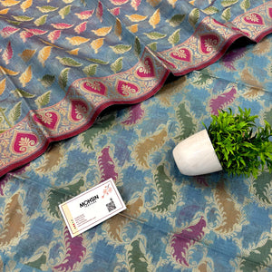 Grey Resham Banarasi Silk Suit