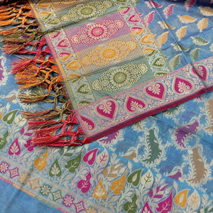 Grey Resham Banarasi Silk Suit