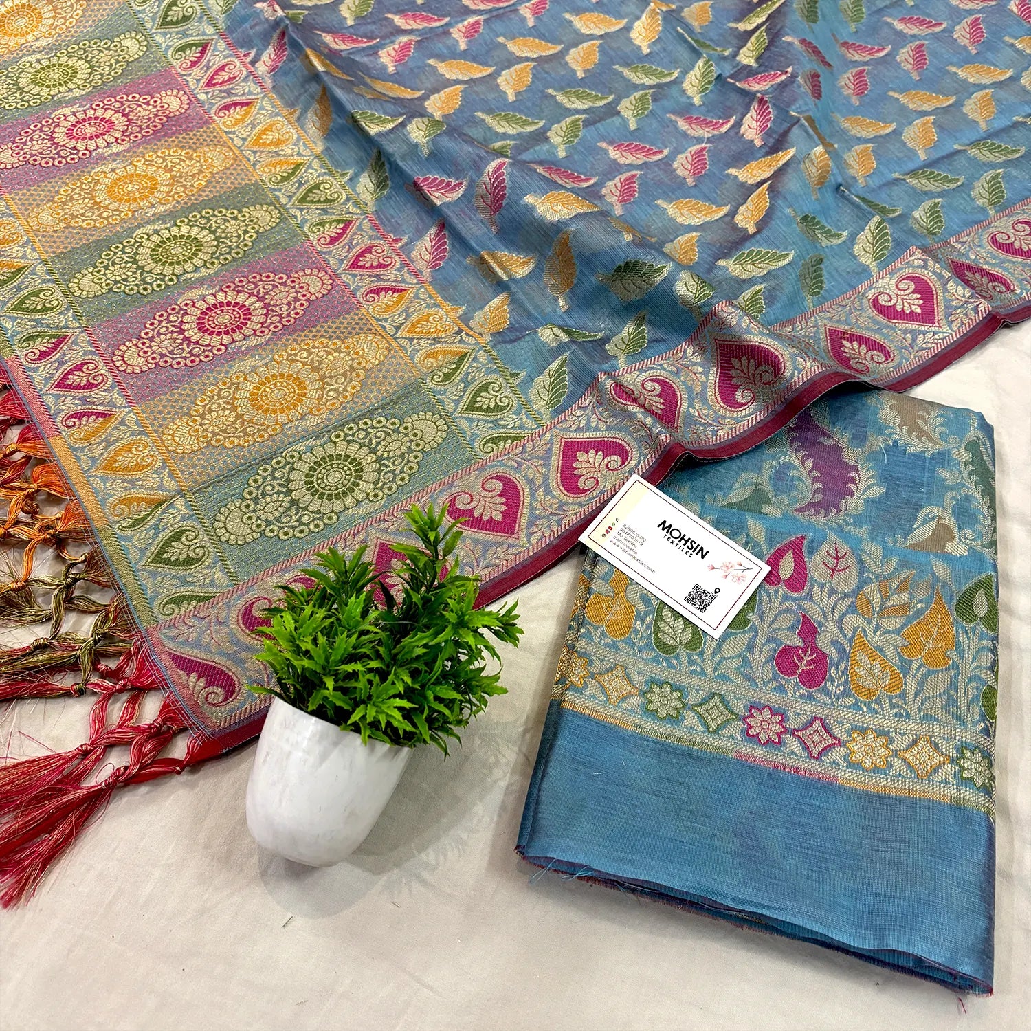 Grey Resham Banarasi Silk Suit