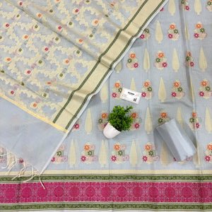Grey Resham Banarasi Silk Suit