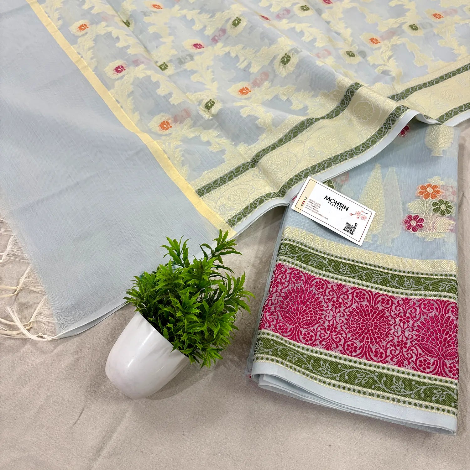 Grey Resham Banarasi Silk Suit