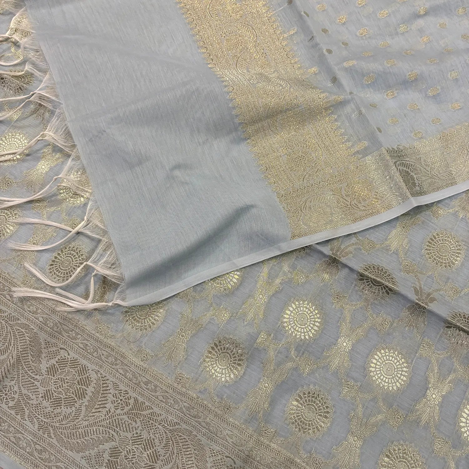 Grey Resham Banarasi Silk Suit