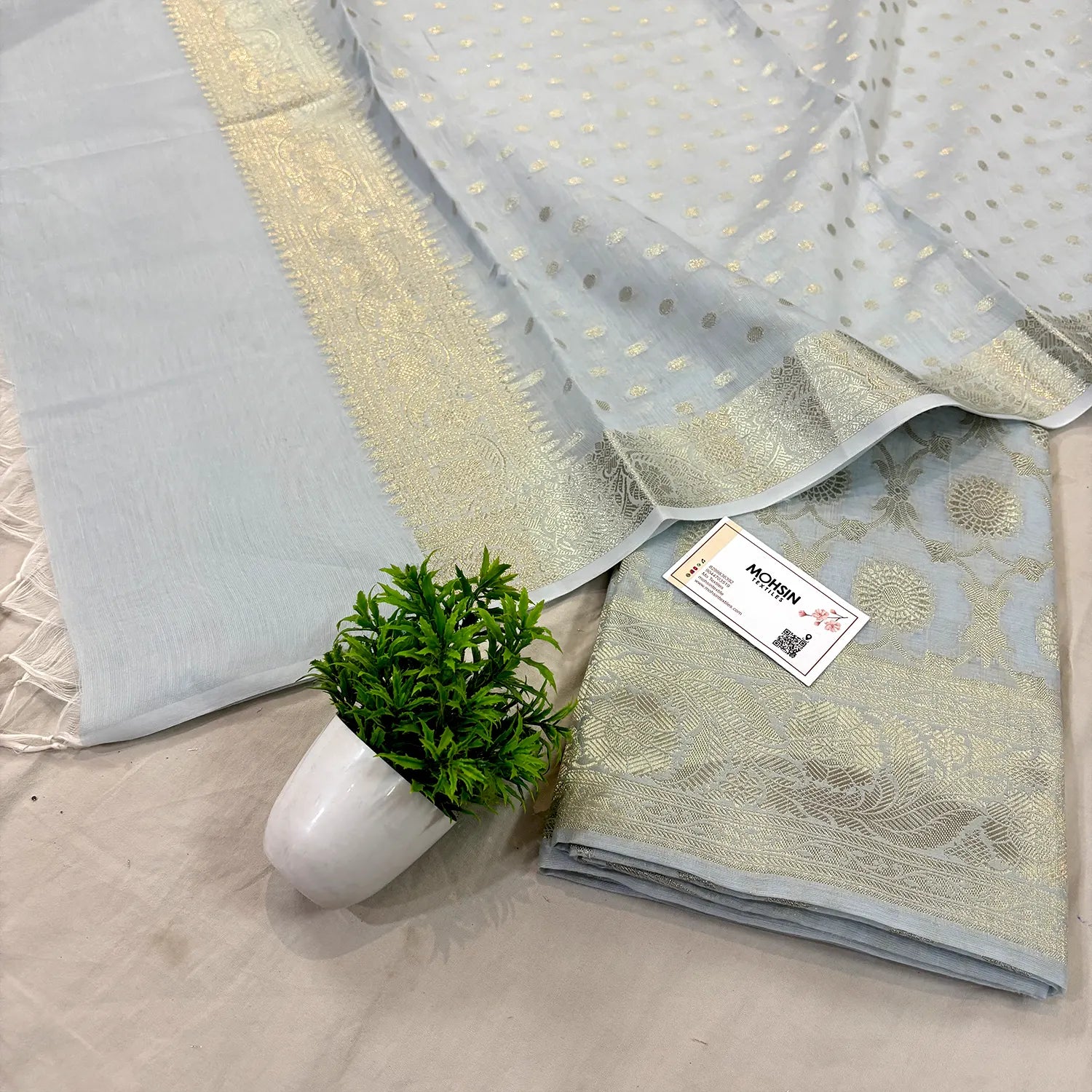 Grey Resham Banarasi Silk Suit