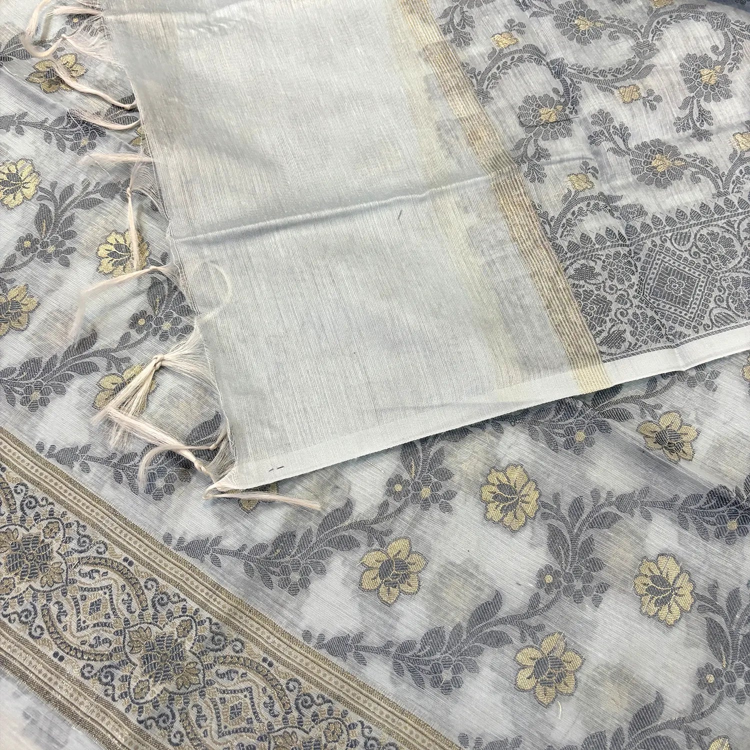 Grey Resham Banarasi Silk Suit
