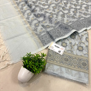 Grey Resham Banarasi Silk Suit