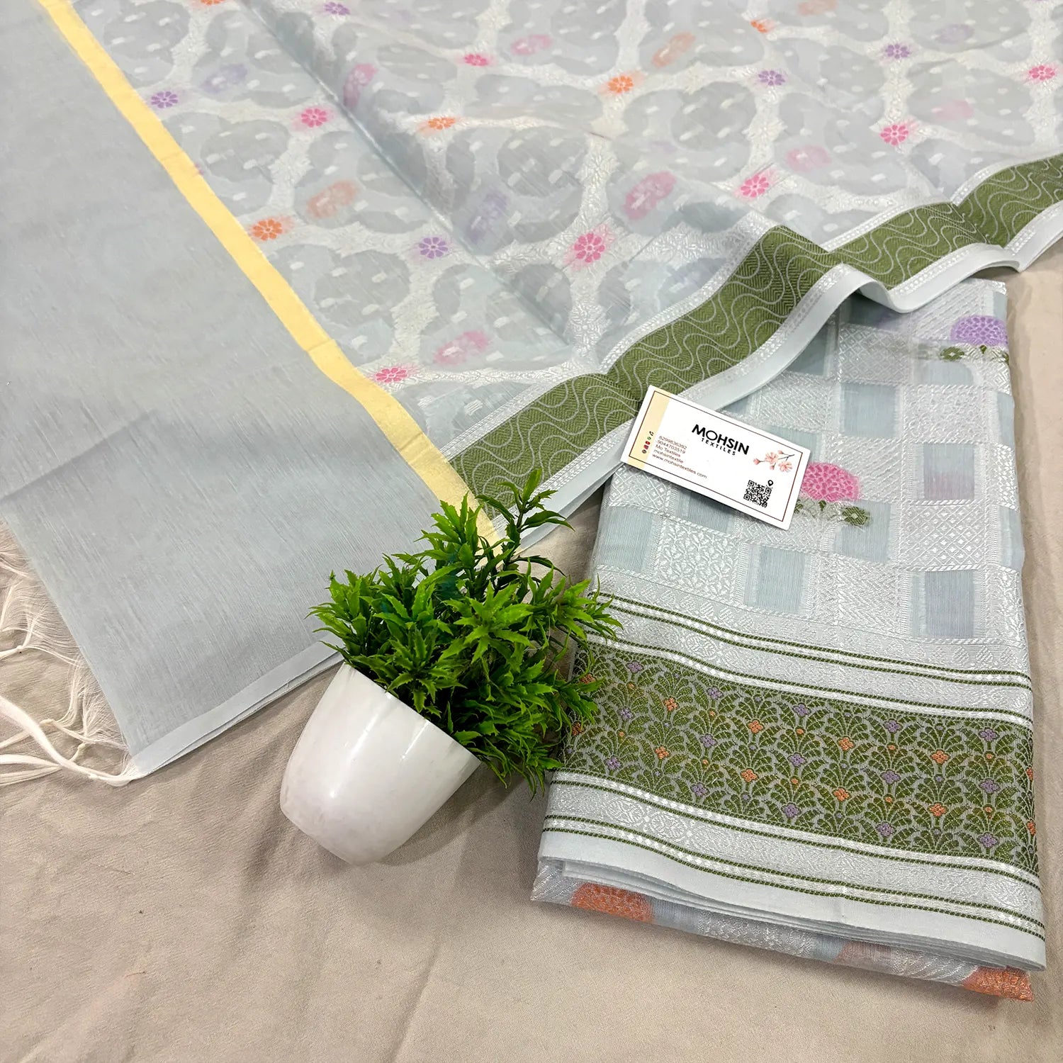 Grey Resham Banarasi Silk Suit