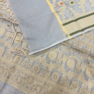 Grey Resham Banarasi Silk Suit