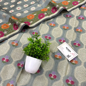 Grey Resham Banarasi Silk Suit